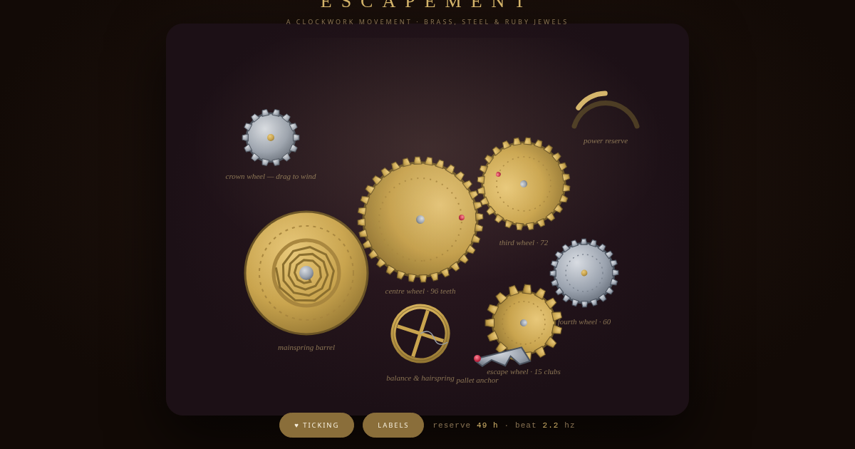 ESCAPEMENT — clockwork mechanism