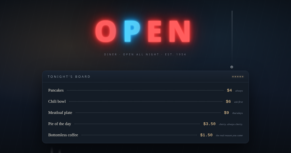 MIDNIGHT DINER — open all night
