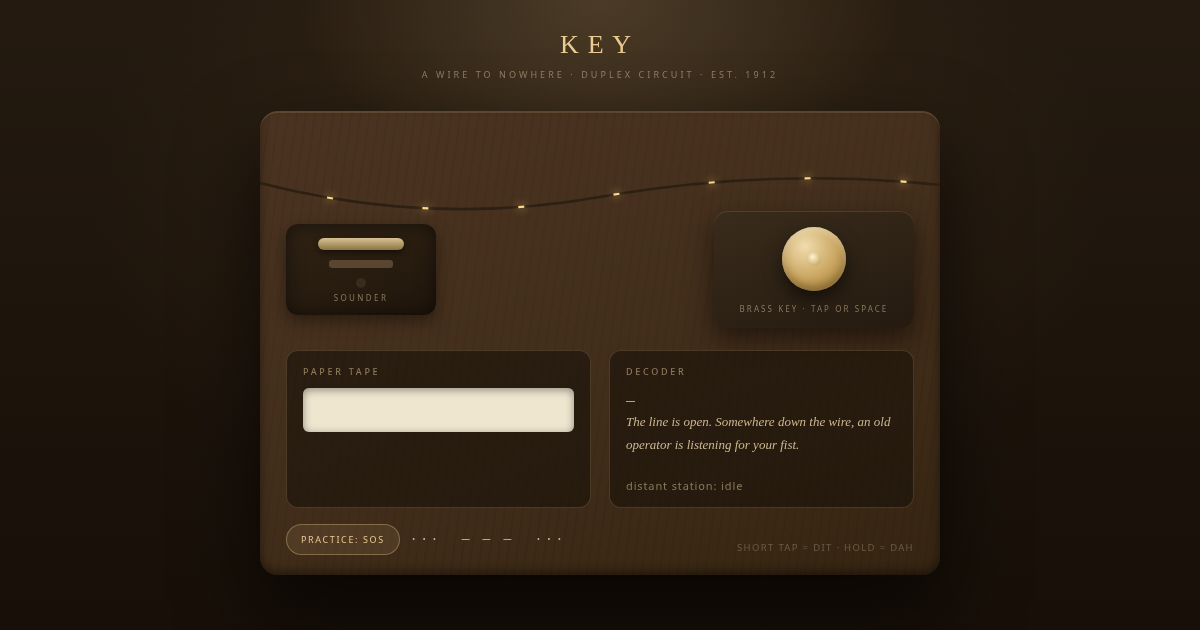 KEY — a wire to nowhere